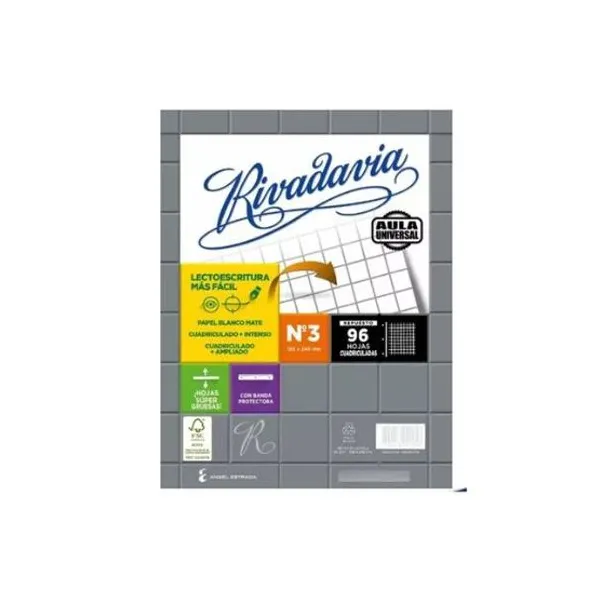 Repuesto esc.rivadavia aula universal tamaño carta con banda x96 hs.cuaderno