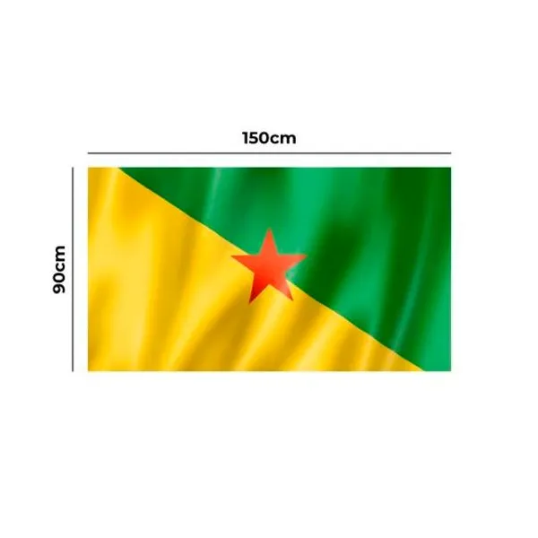 Bandera con logo guayana francesa emblemas 90x1.50 mts