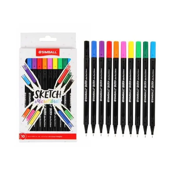 Microfibra sketch 0.4 mm colores surtidos caja x10 unidades Simball
