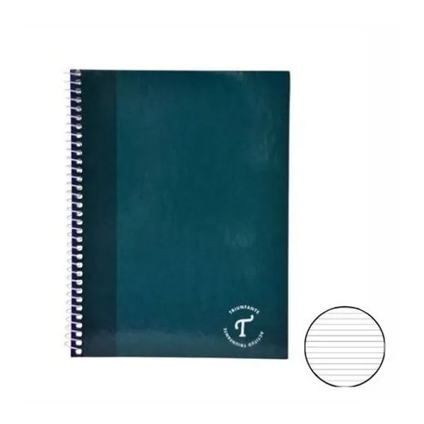 Cuaderno 16x21 cm rayado 40 hojas tapa flexible con espiral divididos Triunfante