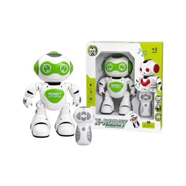 Robot a radio control con luz y sonido en caja 25x26x10 cm colores surtidos