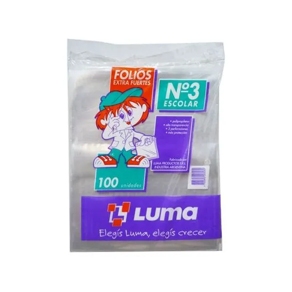 Folio escolar polipropileno extra fuerte x100 unidades luma