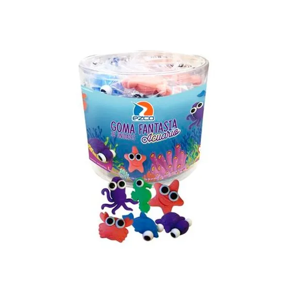 Goma de borrar fantasia acuario pote x36 surtido Ezco