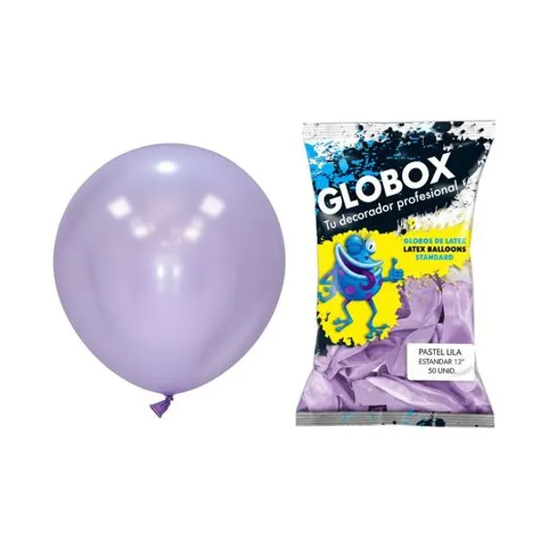 Globo 12" liso estandar pastel lila bolsa x50 globox