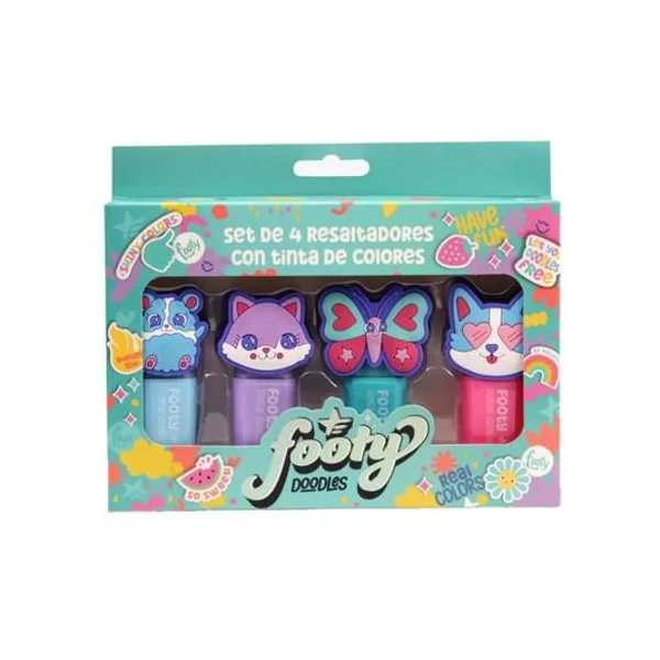 Resaltador shiny colors doodles caja x4 unidades footy