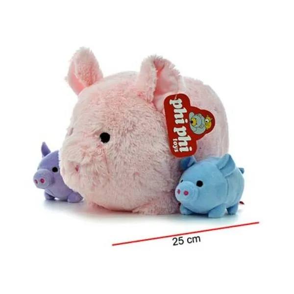 Mamá chanchito con 2 hijitos 25 cm