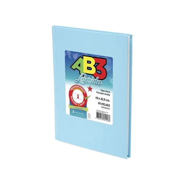 Cuaderno tapa dura Laprida ab3 19x23,5 x50hs.ray celeste