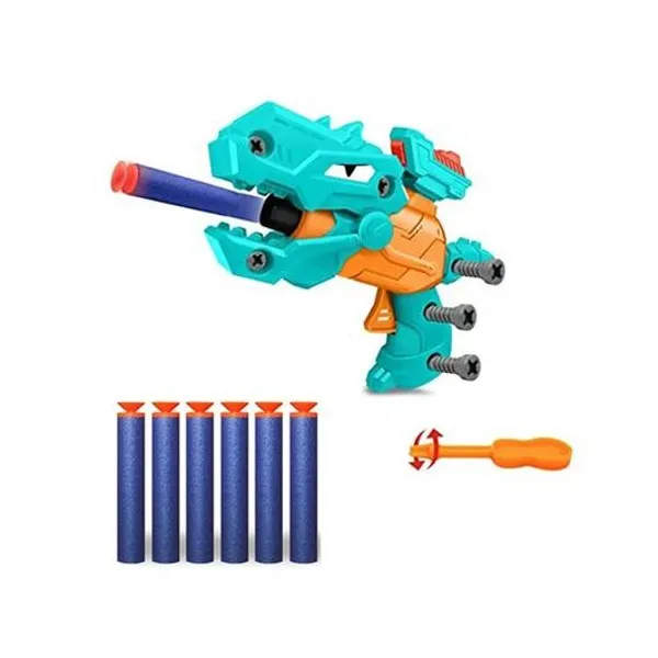 Pistola lanza dardos dino 8pzs en caja 23x20x6 cm