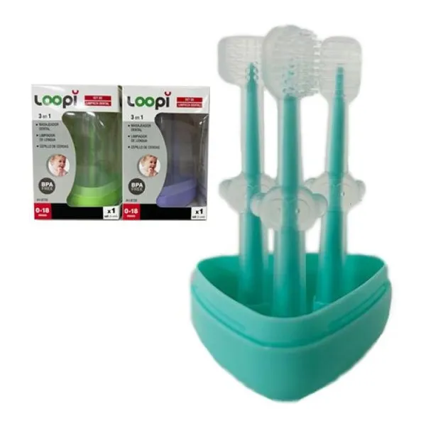 Loopi set limpieza dental 3 en 1 surtidos 0 a 18 meses
