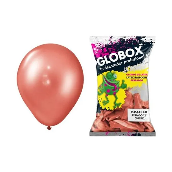 Globo 12" perlado rosa gold bolsa x50 globox