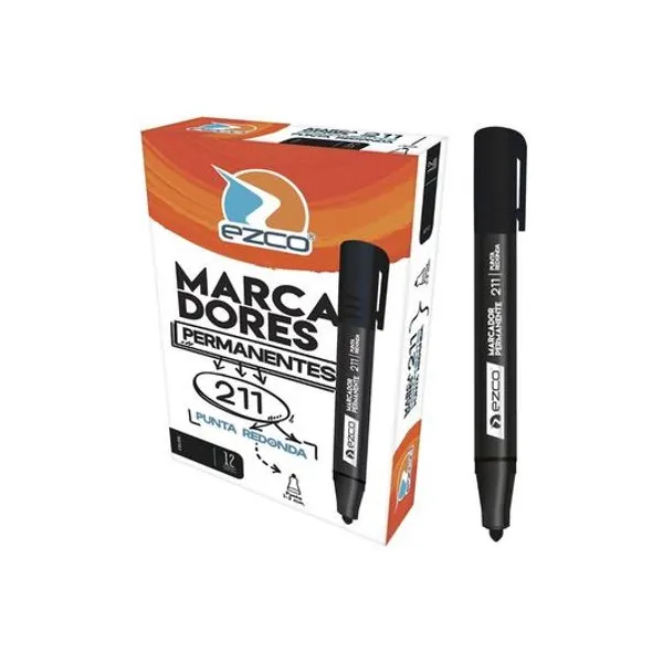 Marcador permanente 211 negro caja x12 Ezco