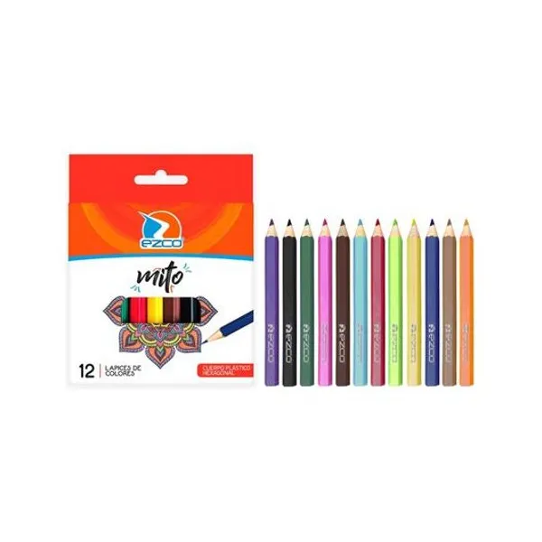 Lápiz de color mito caja x12 unidades cortos Ezco