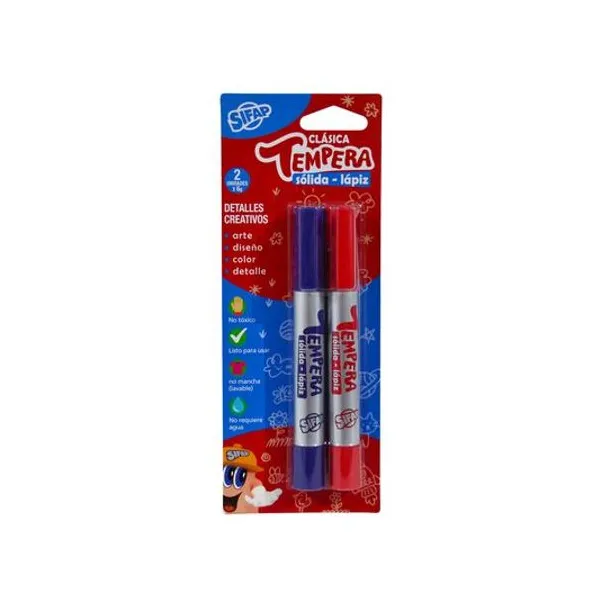 Témpera solida lápiz clásica roja y azul 6 g blister x2 unidades Sifap