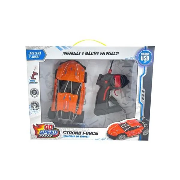 Auto deportivo a radio control carga usb en caja 33x25x9 cm colores surtidos
