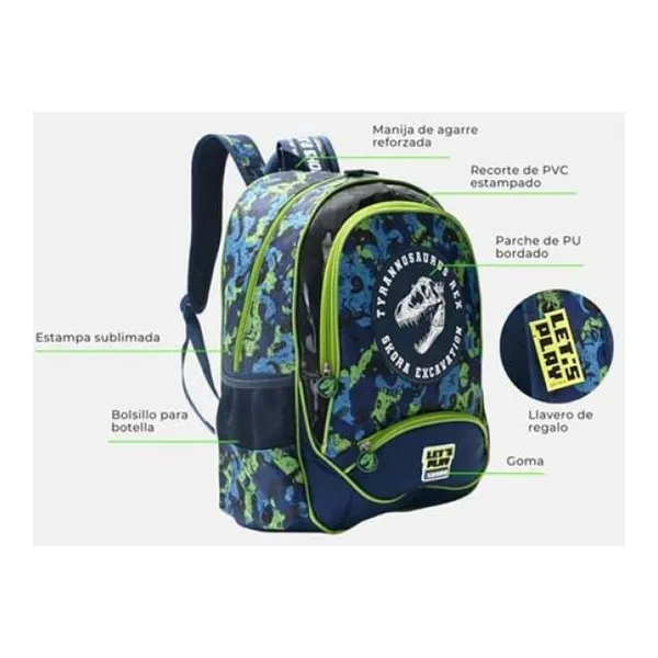 Mochila lets play sports adventure con llavero 32x45x15 cm
