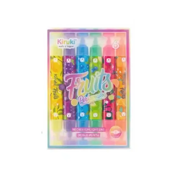 Resaltadores kiruki doble punta perfumados fruits x6 unid.