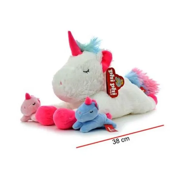 Mamá unicornio con 2 hijos 38 cm