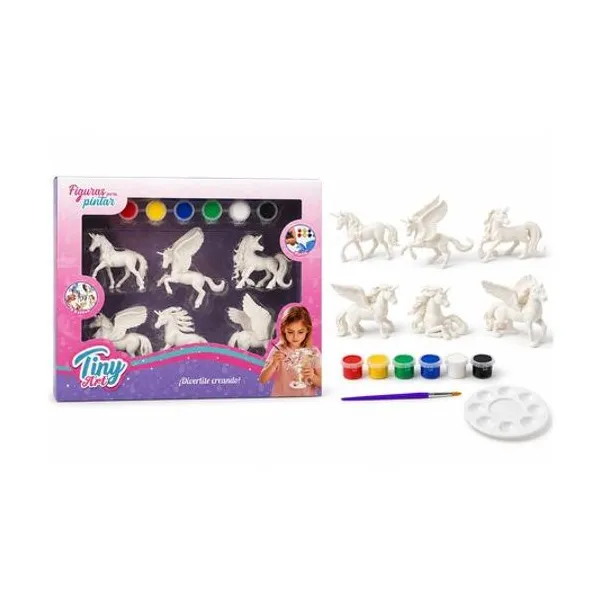 Set de figuras para pintar unicornios en caja 27x22x4 cm Tiny