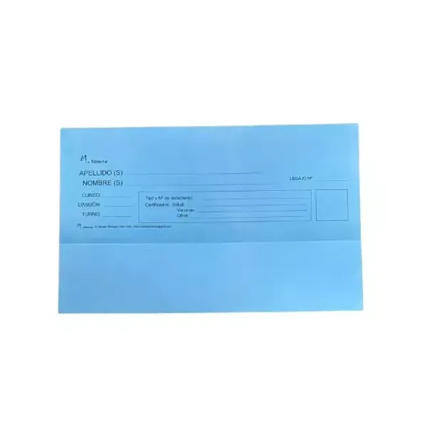 Carpeta legajo de alumnos celeste
