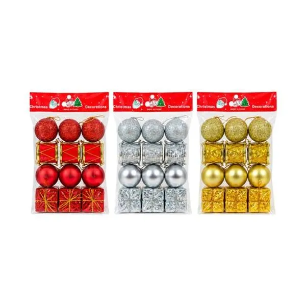 Set de adornos 3.5 cm x12 en bolsa colores surtidos