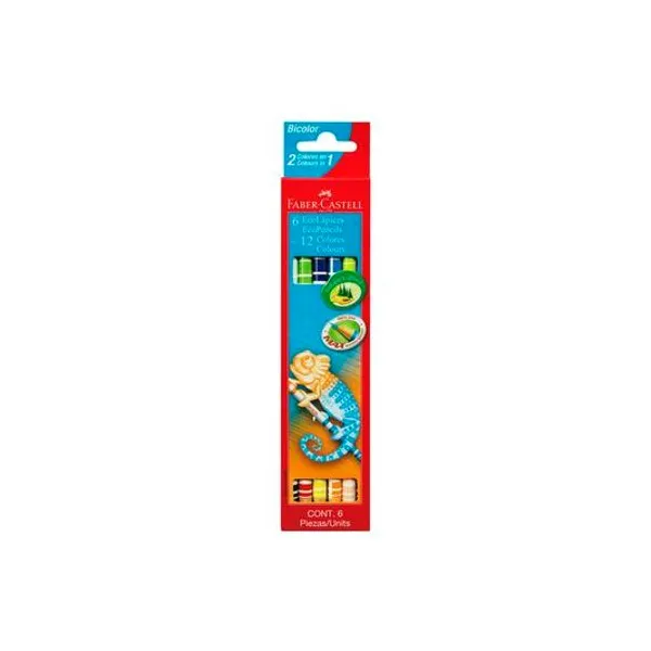 Lápiz bicolor largo caja x6 faber