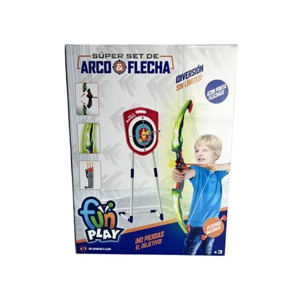 Set de arco y flechas a pila en caja 42x32x7 cm