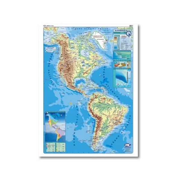 Mapa mural fisico-politico continente americano 95x130 cm x1