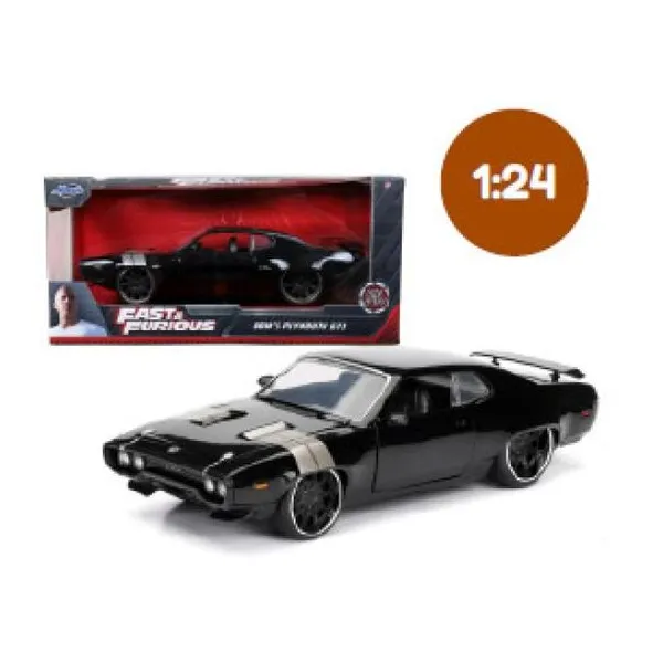 Jada - auto escala 1:24 fast & furious dom`s plymouth gtx 1972 negro - en caja