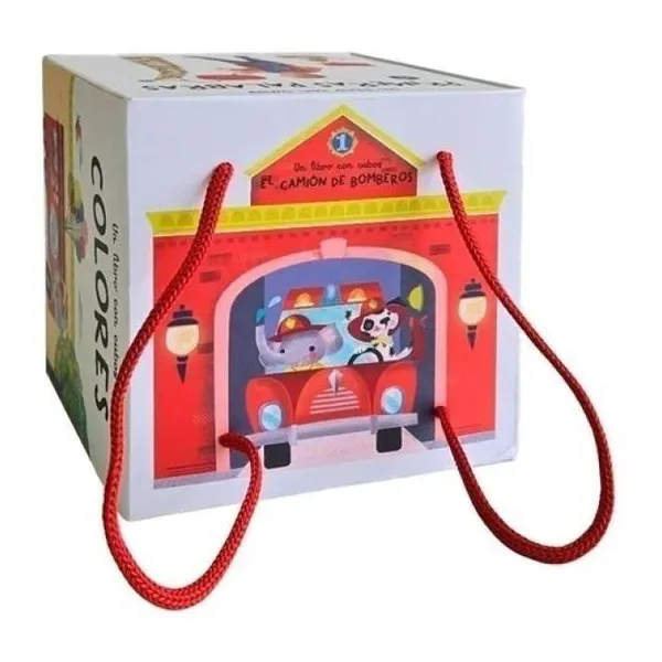 Un libro con cubos: camión de bomberos. incluye 10 cubos + 1 libro de cartóné