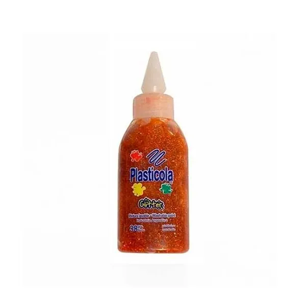 Adhesivo Plasticola glitter 38 grsnaranja