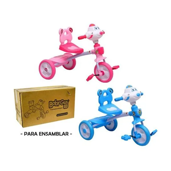 Triciclo avión con luz y sonido 70x55x40 cm (en caja para ensamblar) x1 colores surtidos