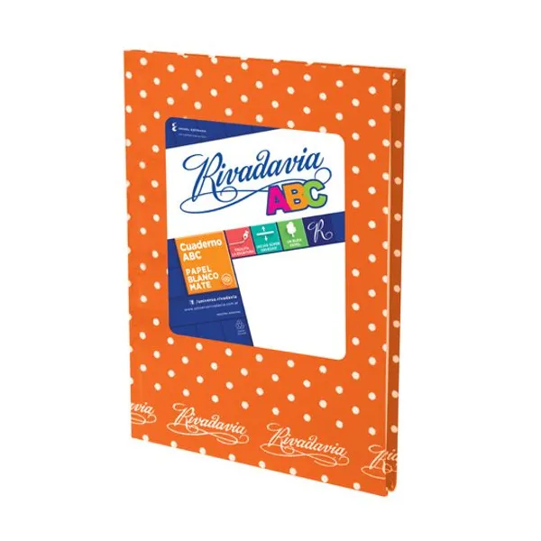 Cuaderno tapa dura Rivadavia abc forr.lunar 50 hs.ray.naranja