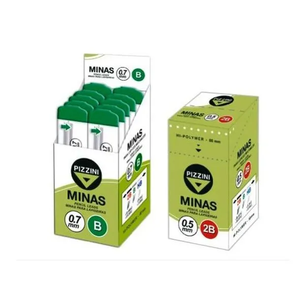 Minas 0.7 mm hb estuche x12 unidades Pizzini
