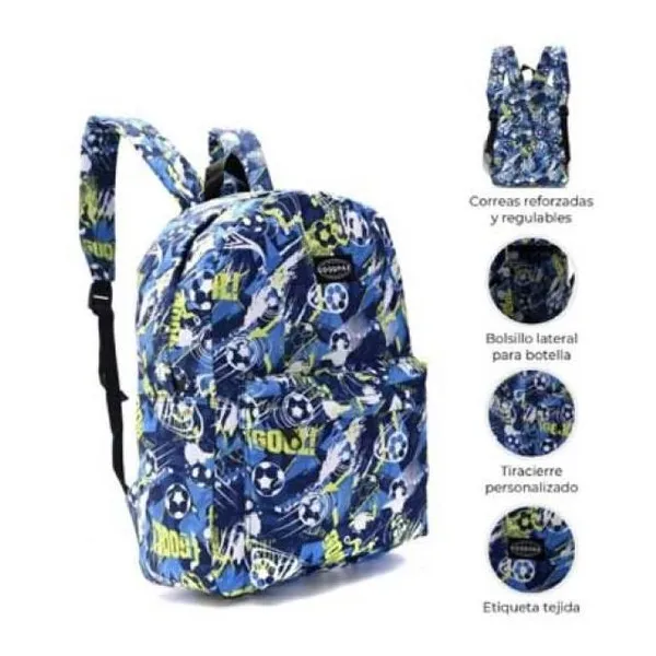 Mochila goodpak print fútbol 43 x30 x17, 17