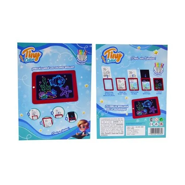 Tablet de dibujo led 3d con marcadores en caja 20x26 cm