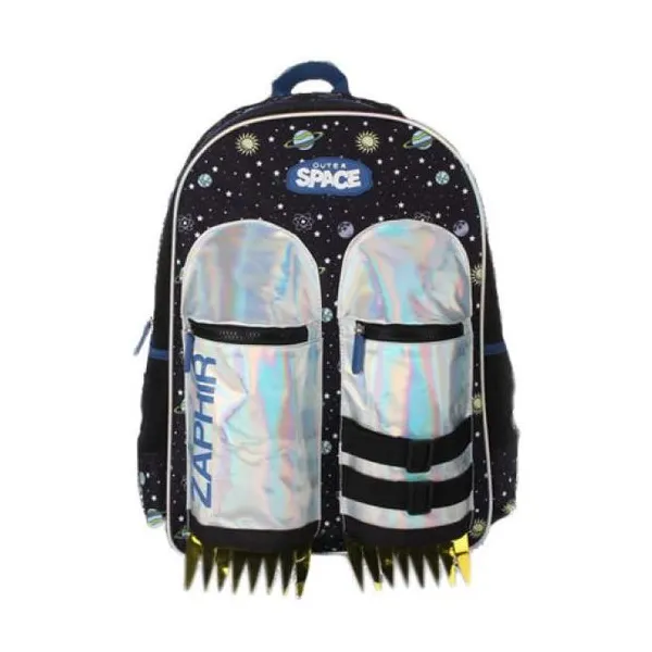Mochila de 18" con espalda con estampa del espacio y bolsillos