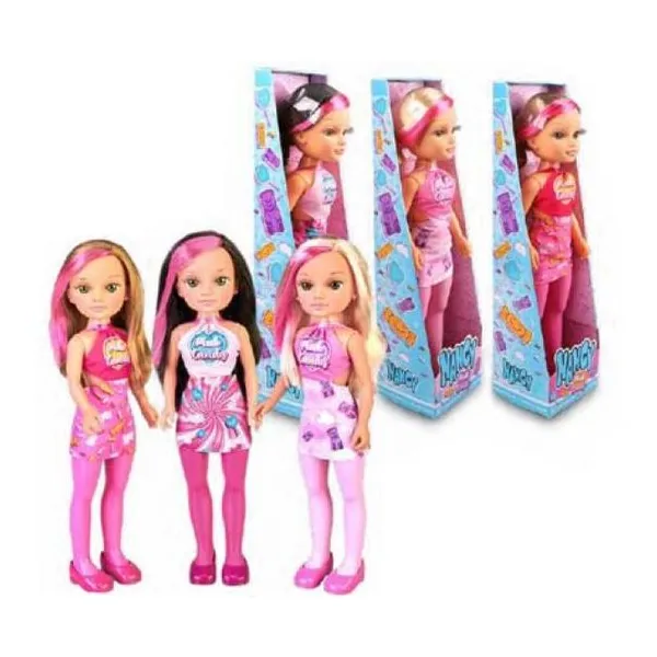 Nancy articulada pink candy 42 cm, con tres outfits