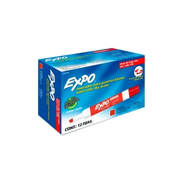 Marcador para pizarra chato rojo caja x12 expo
