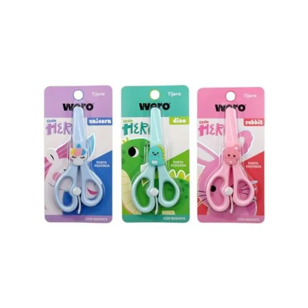 Tijera escolar plástica little hero 13 cm blister x unidad modelos surtidos Wero
