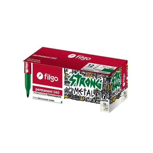 Marcador permanente punta fina metal 040 caja x12 Filgo