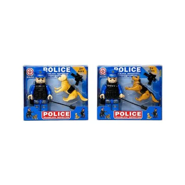 Muñeco policia con perro en caja 13x11.5x4 cm x1