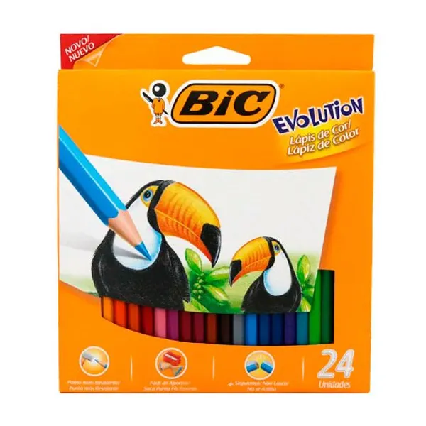 Lápices de colores BIC evolution largos x24 unid.