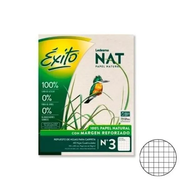 Repuesto carta cuadriculado 48h para natural Éxito nat