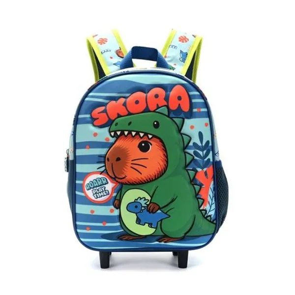 Mochila 12" con carro termoformada capibara 3d Skora