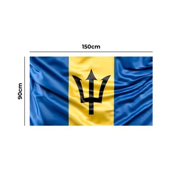 Bandera con logo barbados emblemas 90x1.50 mts