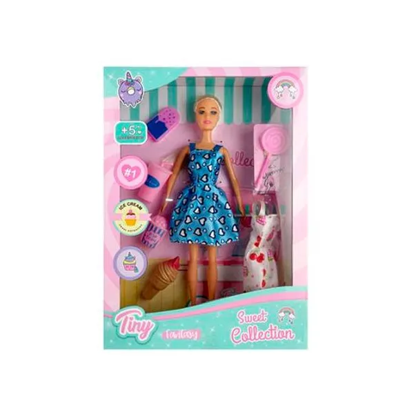 Muñeca sweet Tiny con accesorios en caja 24x32 cm