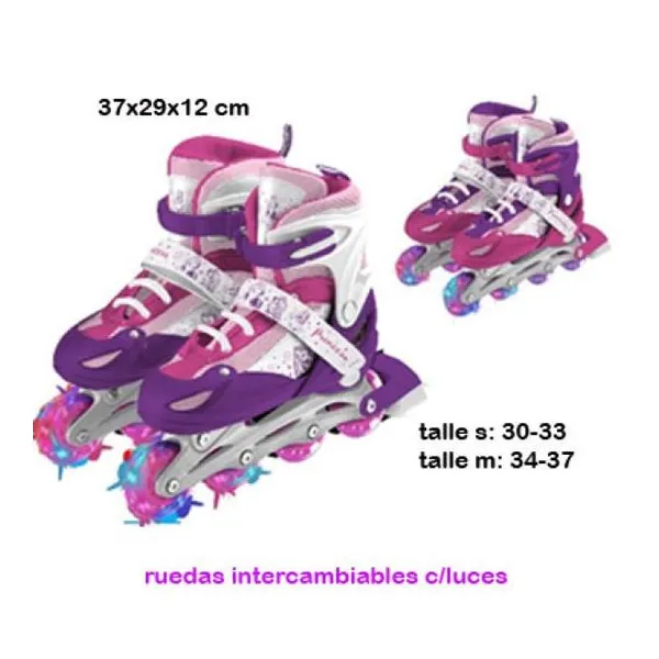 Roller princesas 3 en 1 con ruedas intercambiables y luces