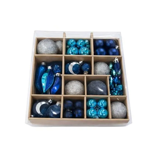 Set de adornos navideños para árbol caja x49 colores surtidos