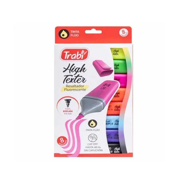 Resaltador trabi high texter caja x8 colores surtidos