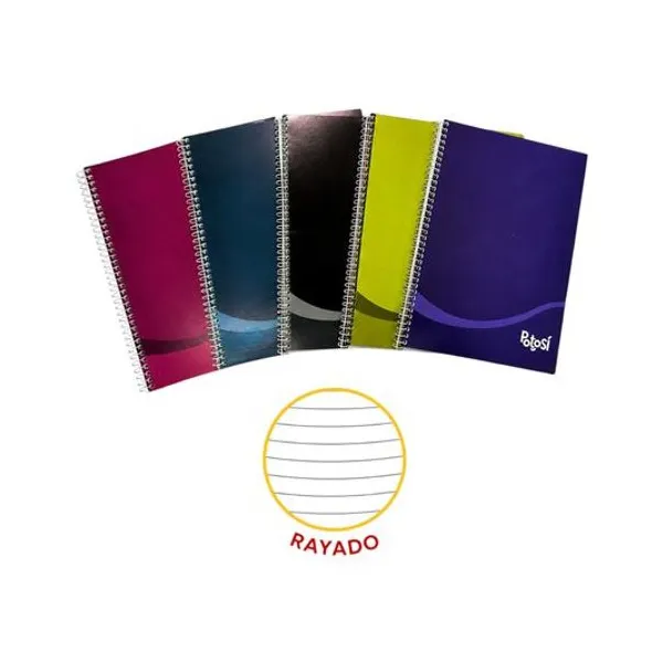 Cuaderno 16x21 cm rayado 84 hojas tapa flexible con espiral potosi